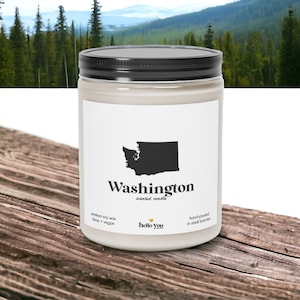 Washington Scented Candle: Homesick Gift, Soy Wax Candle