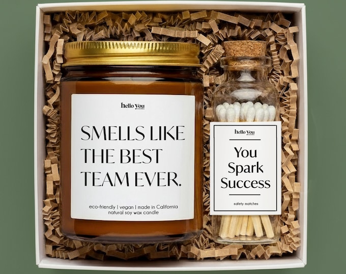 Team Gifts Appreciation Candle Gift Set Coworker Gift - "Smells Like the Best Team Ever"