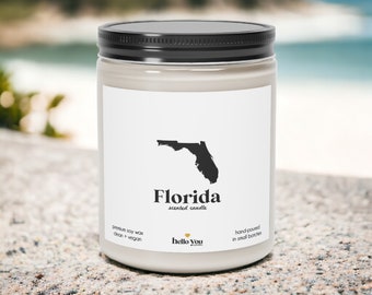 Bougie parfumée Florida - Cadeau contre le mal du pays | Parfumée d'État | Cadeau Floride | Cadeau étudiant | Bougies d'État | J'aime la Floride