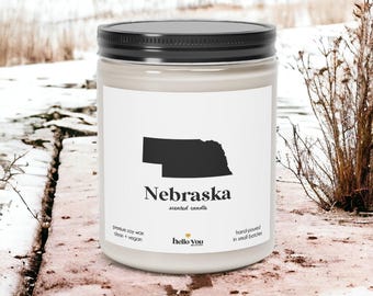 Nebraska Scented Candle: Homesick Gift, Soy Wax Candle