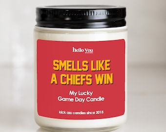 Football gift | Gifts for Him | Smells Like a Chiefs Win Candle | Kansas City Chiefs Gift NFL Gift Candle | Game Day Decor Sports Candle