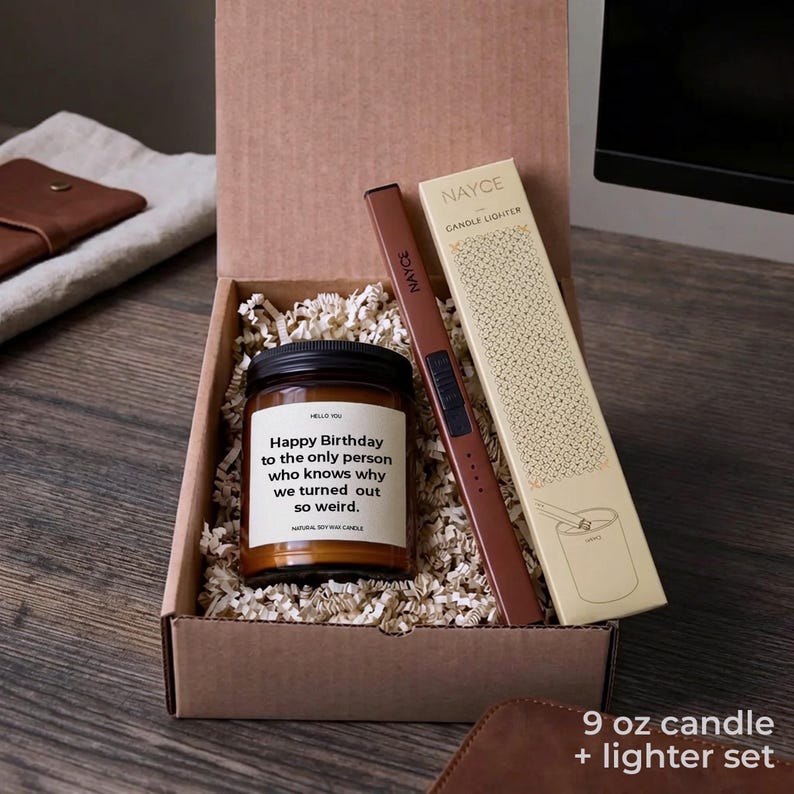 Funny Sister Birthday Gifts Candle Big Sister Gifts for Brother - Sibling Birthday Gift Why we turned out so weird 9 oz + Lighter Set