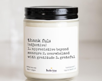 Thanksgiving Hostess Gift Thankful Definition Candle Friendsgiving Gift Gratitude Candle for Friend Family