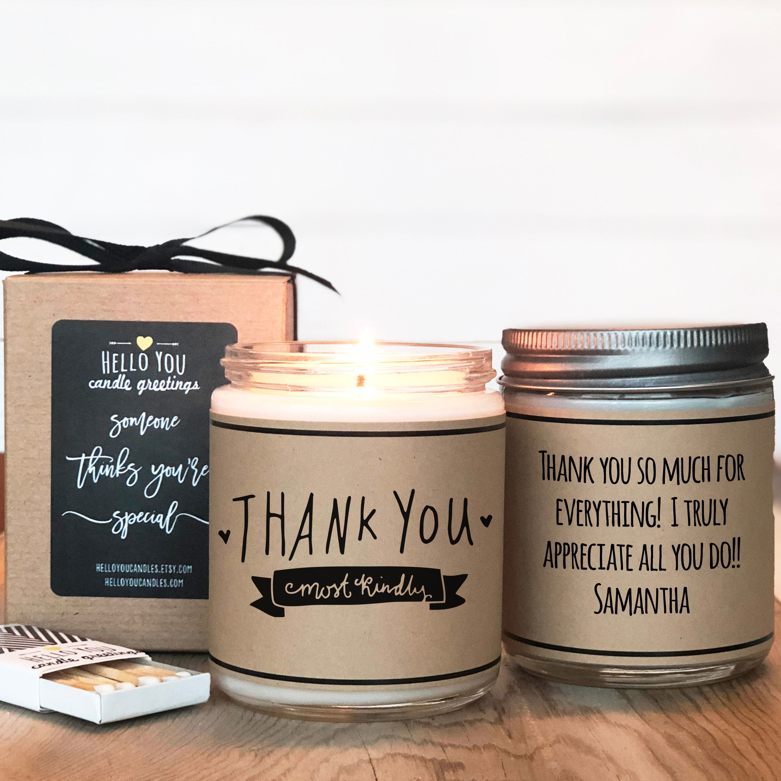 Thank You Most Kindly Candle Greeting Thank You Gift Etsy