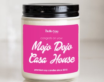 Congrats on your Mojo Dojo Casa House Barbie Housewarming Gift, Personalized Candle