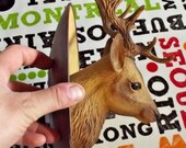 1970 Ancient Plastic Mural Hunting Trophy Deer Deer Oak Gland Hunting Ancient Hunting Trophy Plastic Wall Deer Oak Tassel