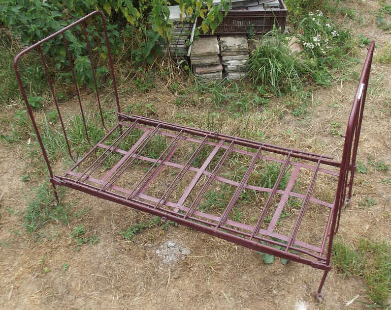 Bed child baby Vintage circa 1880 19th can be transformed into sofa Interior or exterior trend industrial early art Nouveau