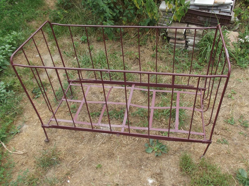 Bed child baby Vintage circa 1880 19th can be transformed into sofa Interior or exterior trend industrial early art Nouveau