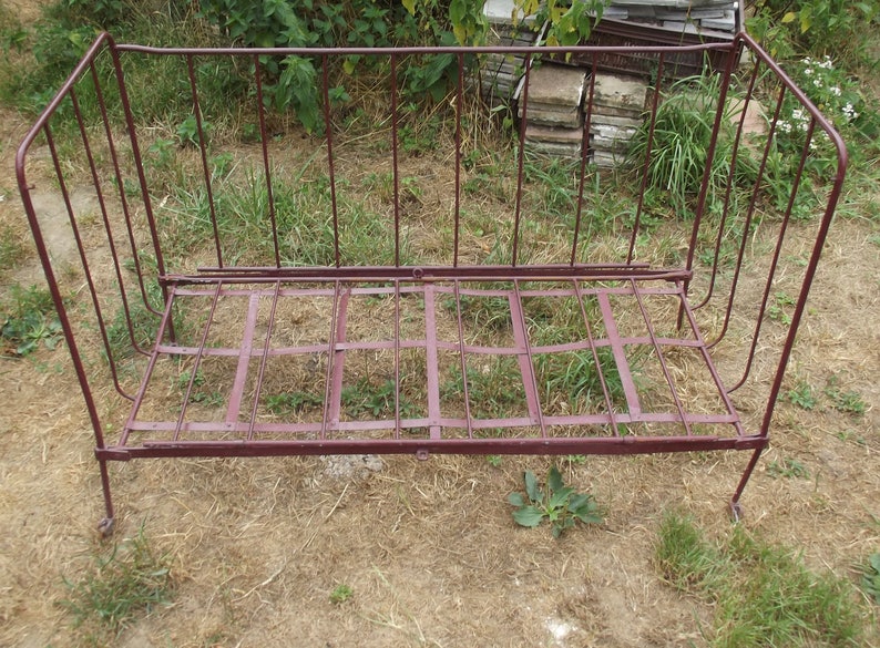Bed child baby Vintage circa 1880 19th can be transformed into sofa Interior or exterior trend industrial early art Nouveau