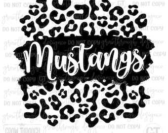 Mascota de la escuela Mustangs - Leopard Splash - SVG - PNG - Espíritu escolar