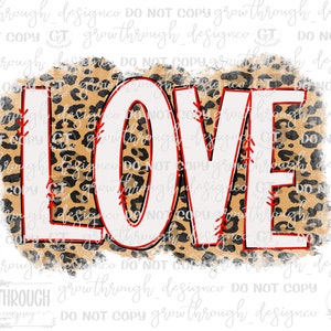 Baseball LOVE Leopard - png only