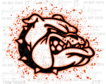 Mascote Bulldog - Laranja - Respingos de tinta - somente png