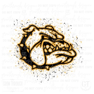 Bulldog Mascot - Yellow/Gold - Paint Splatter - png only