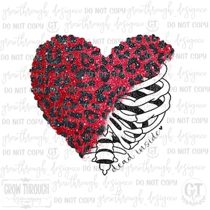 Leopard Heart and Skeleton Ribs - dead inside - png only