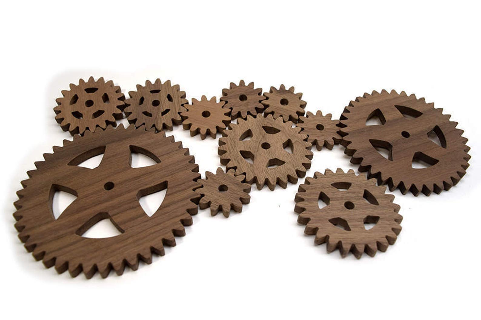 Walnut Wooden Gears Expanded Set Solid Wood Gears Etsy