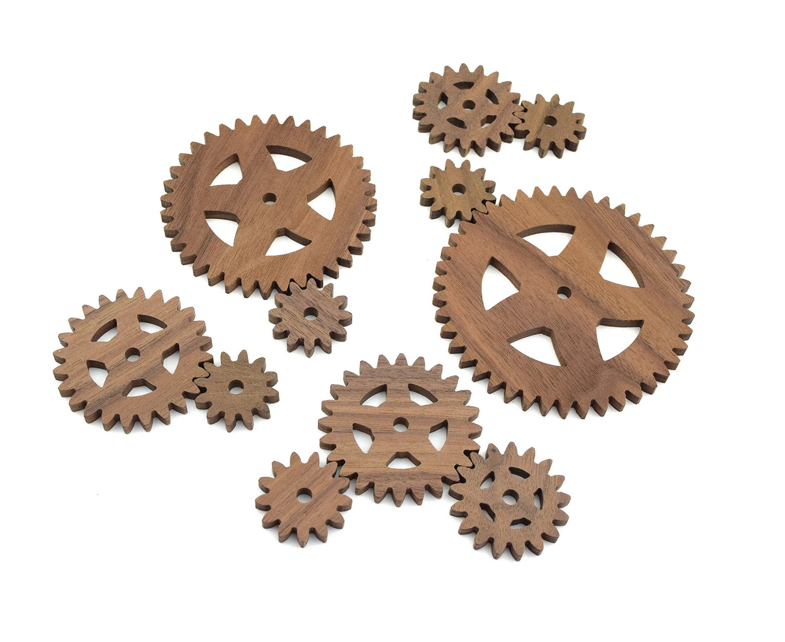 Walnut Wooden Gears Expanded Set Solid Wood Gears Etsy New Zealand