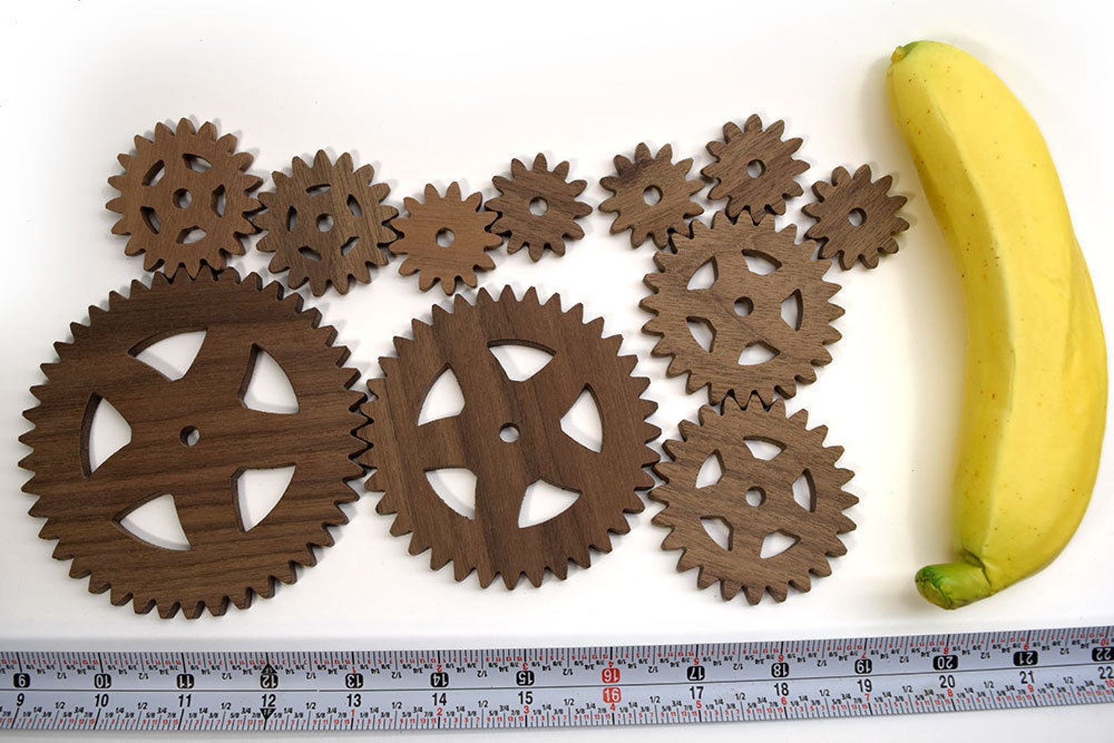 Walnut Wooden Gears Expanded Set Solid Wood Gears Etsy