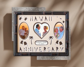 Hawaii Anniversary Photo Mat - Personalized Gift, Custom Anniversary Gift, Anniversary, Hawaii Romantic Decor