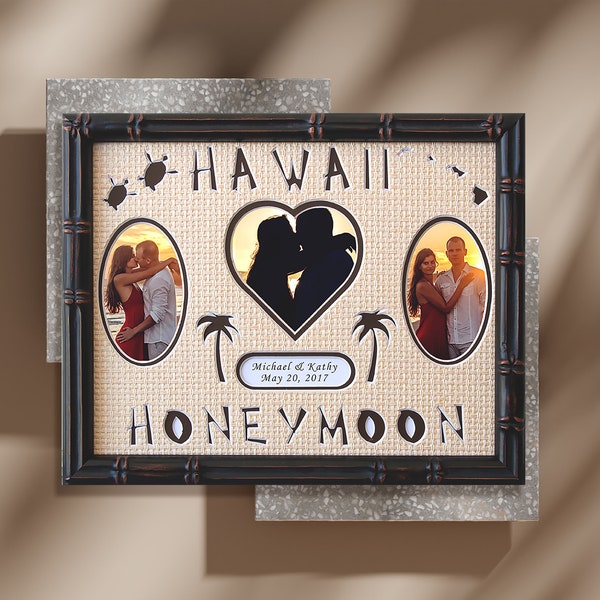 Hawaii Honeymoon Photo Mat - Personalized Gifts, Custom Honeymoon Gift, Honeymoon Gift, Hawaii Honeymoon, Decor