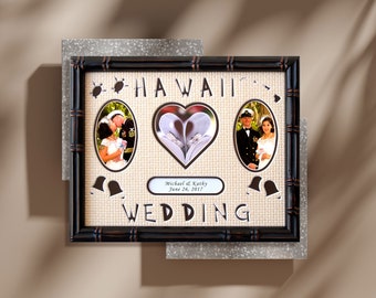 Hawaii Wedding Photo Mat - Personalized Gift, Custom Wedding Gift, Wedding Gift, Hawaii Wedding, Decor