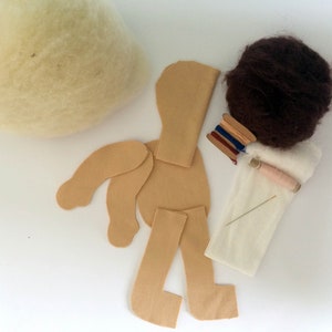 Cloth doll Waldorf doll type 40 cm to make yourself material set wool organic image 1