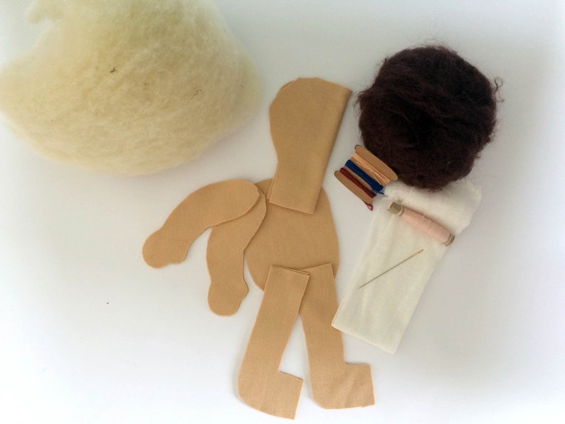 Cloth doll Waldorf doll type 40 cm to make yourself material set wool organic image 1