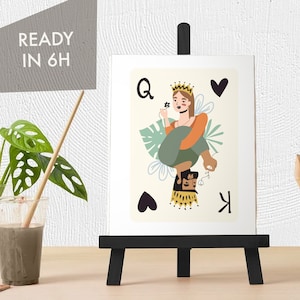 Ilustración de regalo de retrato de pareja personalizada Regalo de aniversario Dibujo de dibujos animados personalizado familiar Juego de cartas Estilo original Dibujo de amor digital