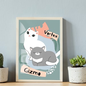 Cat Portrait Personalised Gift cartoon portrait chibi cat Custom Pet Portrait Cartoon Artstyle Art Commission Cute Kitten for cat lover image 1