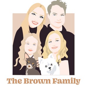 Portrait de famille et d'animal de compagnie pour Noël dessin animé portrait de famille portrait personnalisé portrait dessin animé dessin de couple dessin animé cadeau personnalisé
