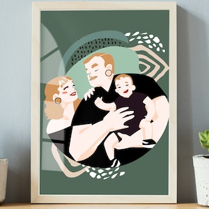 family and pet portrait for valentine's day cartoon family portrait custom portrait for couple gift cartoon portrait for dog lover unique