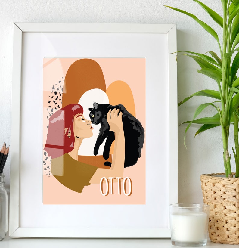 Custom dog gifts for owner Original pet portrait Memorial Gift Pet Loss Gift Dog lovers Portraits from Photos cartoon pet portrait minimal
