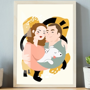 pet portrait cartoon family portrait custom portrait for couple gift cartoon portrait for dog lover personalise dog cartoons dog drawing