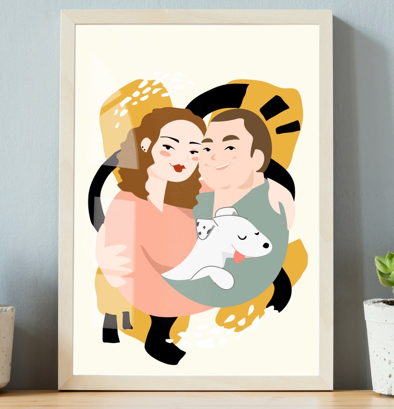 pet portrait cartoon family portrait custom portrait for couple gift cartoon portrait for dog lover personalise dog cartoons dog drawing