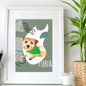 Custom dog gifts for owner Original pet portrait Memorial Gift Pet Loss Gift Dog lovers Portraits from Photos cartoon pet portrait minimal