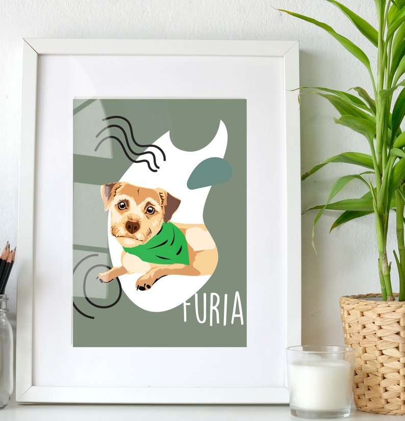 Custom dog gifts for owner Original pet portrait Memorial Gift Pet Loss Gift Dog lovers Portraits from Photos cartoon pet portrait minimal