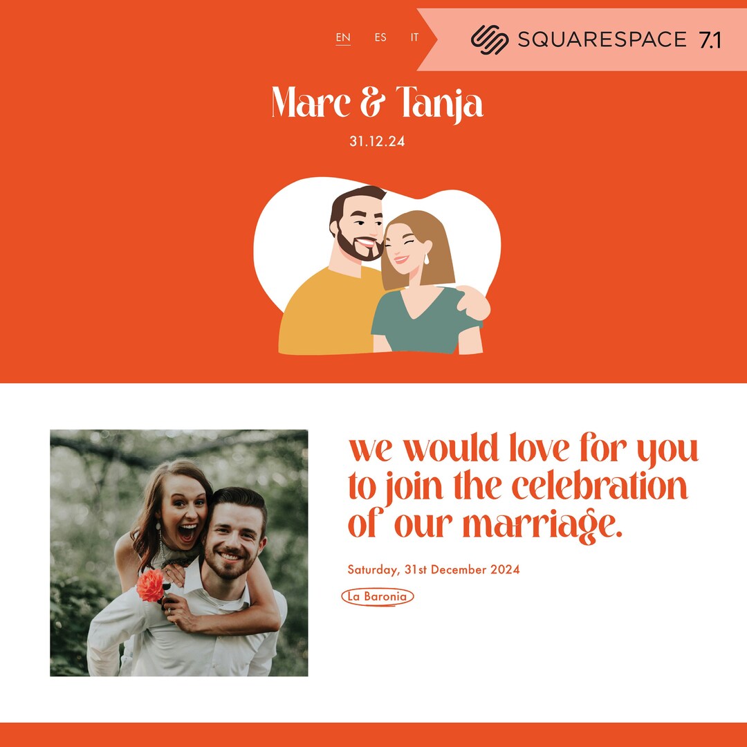Wedding Website Template Squarespace Website Multiple Languages Website