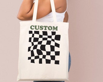 custom chess tate bag Personalized groovy Tote Bag wavy Birthday gift shopping bag retro custom tate bag