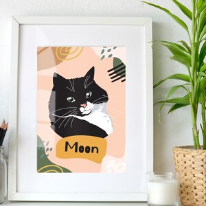 Pet portrait digital dog gifts for owners your pet illustration boho pet portrait block art pet owner portrait family portraits with pets