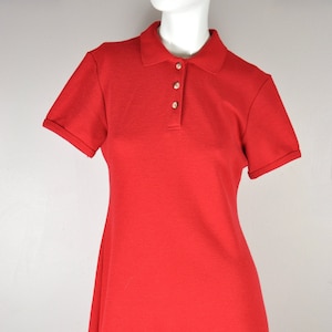 90s Red Polo Shirt Dress, Express Tricot, Size M, Made in Taiwan, Preppy Minimalist Red Knit Dress