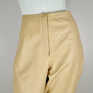 90s Tan Beige Leather Safari Pants, Mixit, Women&#39;s Size 12 Waist 31 32, Soft Leather, Minimalist Preppy Casual Work Pants Neutral Tone