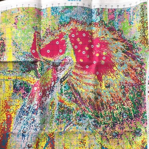 Peacock Cross Stitch Printed Canvas, 22.5&quot; x 26.5&quot; Exotic Bird