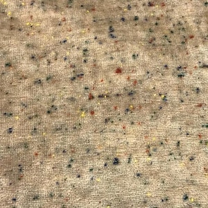 Vintage Beige Rainbow Speckled Velour Fabric, Stretchy Knit Velour, 70s 80s Fabric, LARGE CUT 64&quot; x 120&quot;