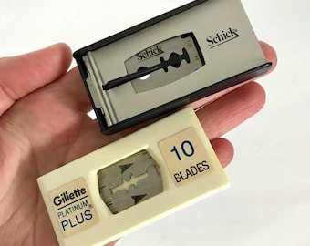 Gillette アンティーク カミソリ ケース付き 80年代 ジレット プラチナ プラス フランス製 + 90年代 シック