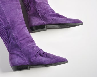 womens purple leather boots