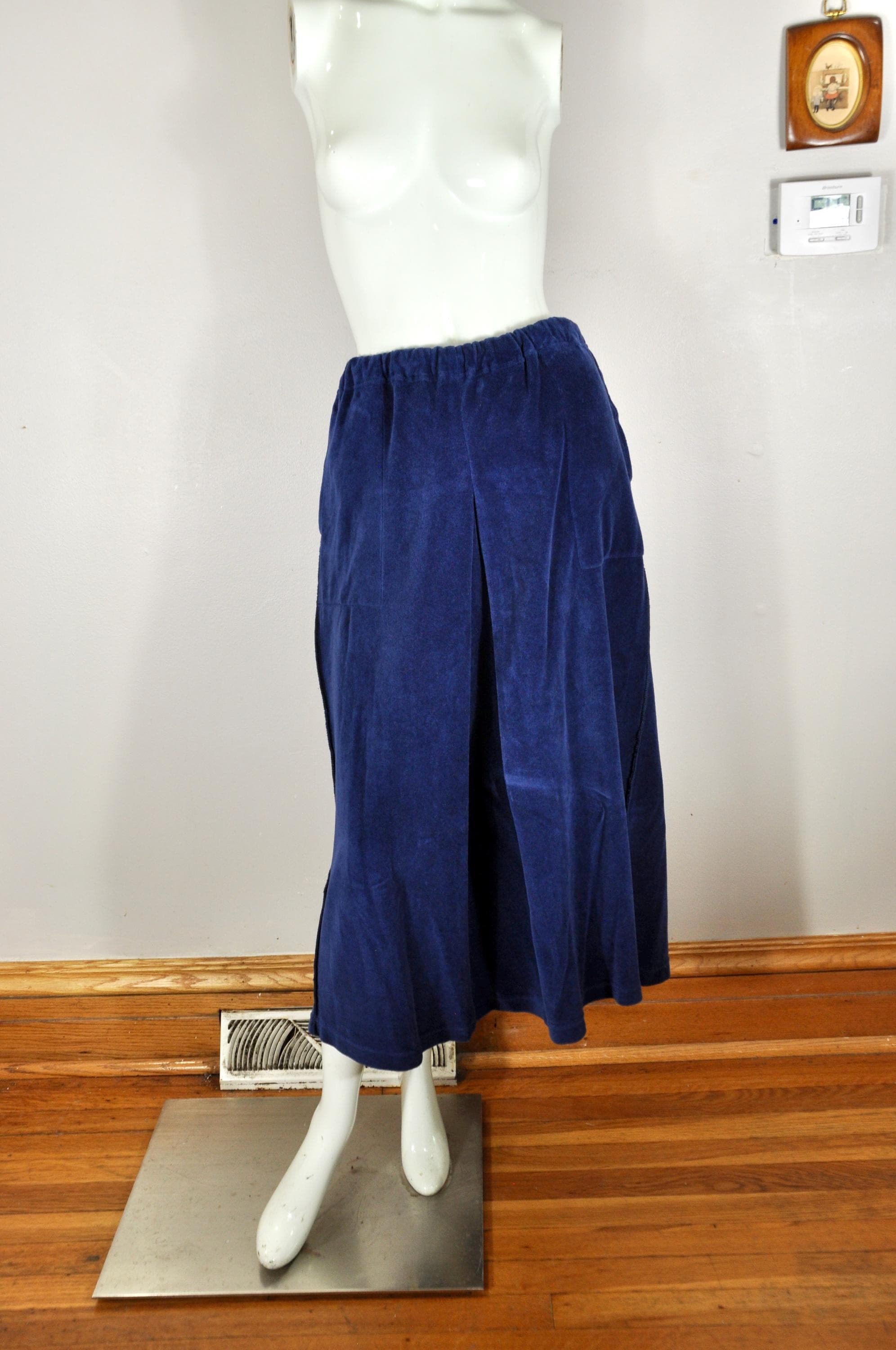 90年代ソニア・リキエルのテリークロススカート：ネイビーブルーの
