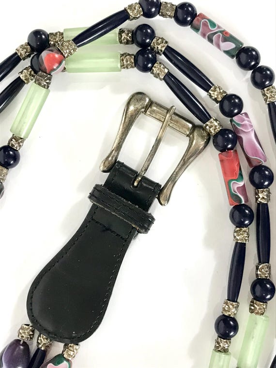 90s Marbled Fimo Clay & Jade Belt - Express Compagnie - 38  display picture 3