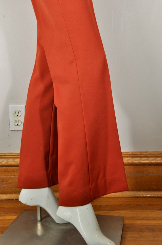70s Rust Sienna Polyester Flare Pants/Bellbottoms… - image 5