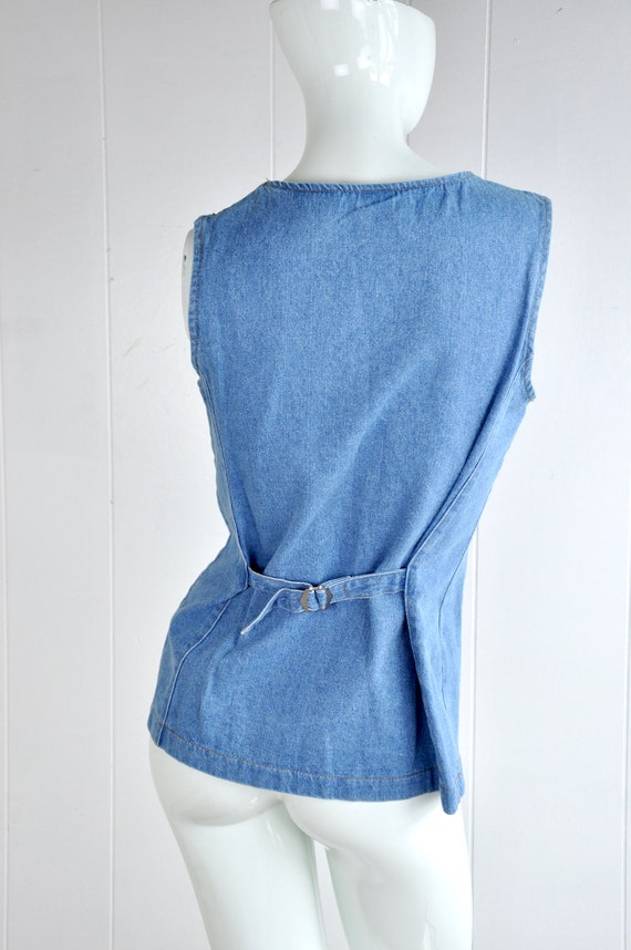 70s 80s Fredericks of Hollywood Long Denim Vest, … - image 3