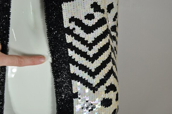 80s Black and White Sequin Jacket, Animal Spots a… - image 5