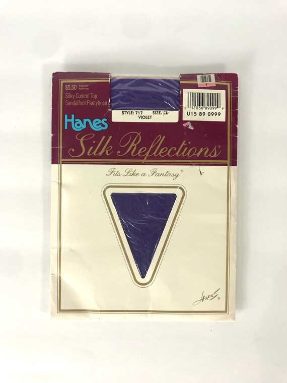 80s Violet Purple Pantyhose, Hanes Silk Reflection